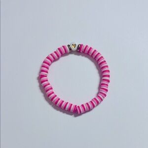 Pink and White Beaded Bracelet